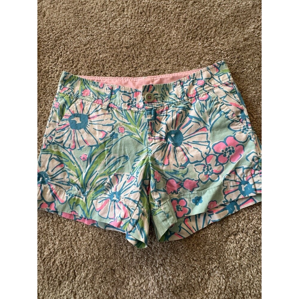 Lilly Pulitzer Callahan Splish Splash Beach Resort Flower Shorts Cotton Size 2